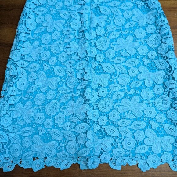 Lauren Ralph Lauren Womens 6 Turquoise Skylight Floral Lace Overlay Dress Lined - Picture 10 of 10